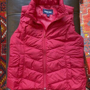 Lands' End red down vest size large